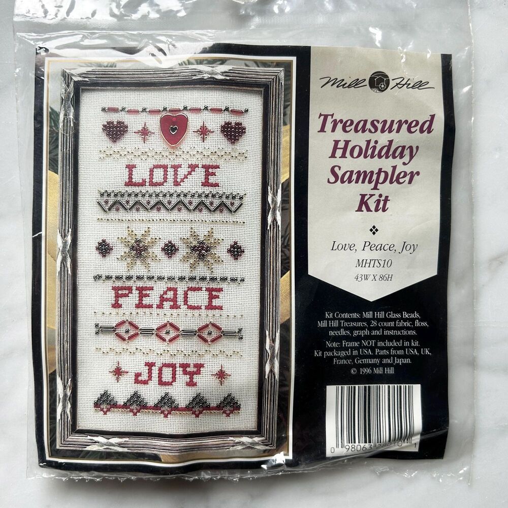 Mill Hill Cross Stitch Treasured Holiday Sampler Kit Love, Peace, Joy #MHTS10